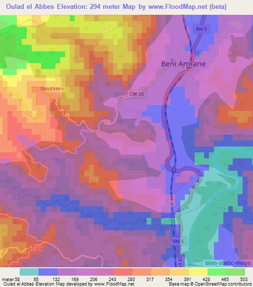 Oulad el Abbes,Algeria Elevation Map