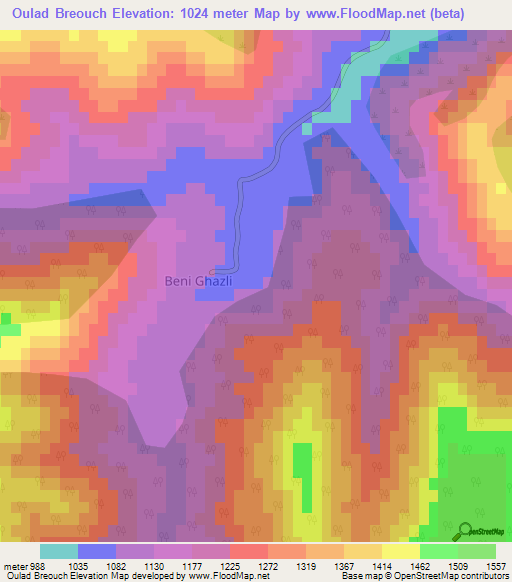 Oulad Breouch,Algeria Elevation Map
