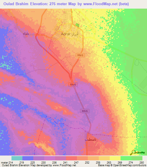 Oulad Brahim,Algeria Elevation Map