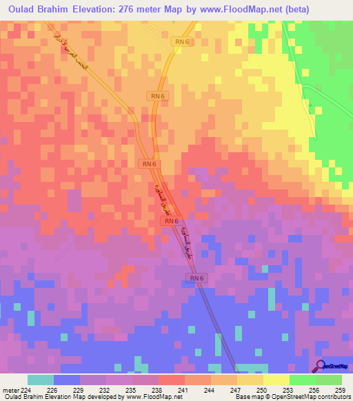 Oulad Brahim,Algeria Elevation Map