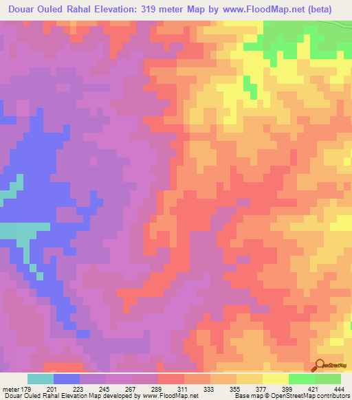 Douar Ouled Rahal,Algeria Elevation Map