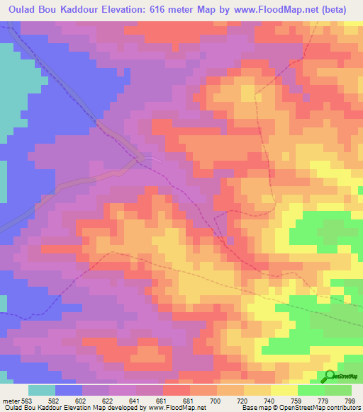 Oulad Bou Kaddour,Algeria Elevation Map