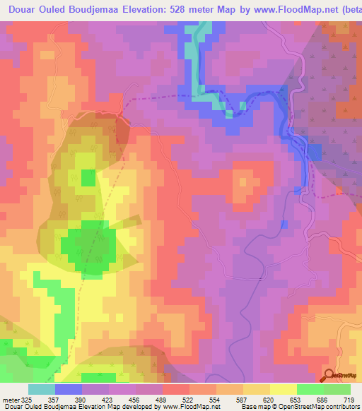 Douar Ouled Boudjemaa,Algeria Elevation Map