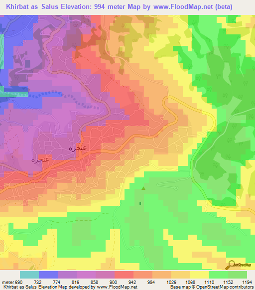 Khirbat as Salus,Jordan Elevation Map