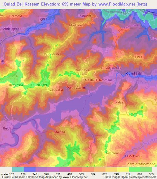 Oulad Bel Kassem,Algeria Elevation Map