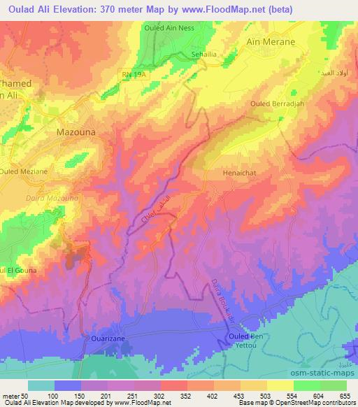 Oulad Ali,Algeria Elevation Map