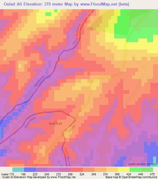 Oulad Ali,Algeria Elevation Map