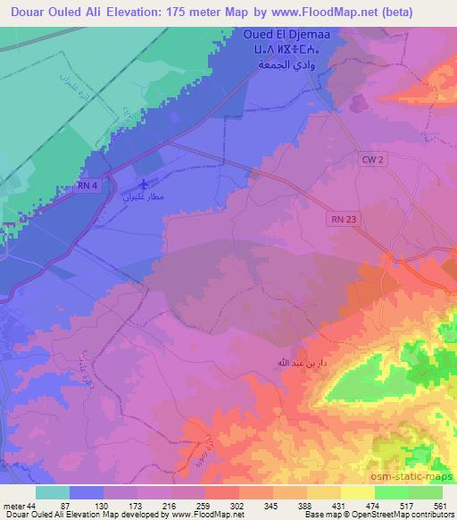 Douar Ouled Ali,Algeria Elevation Map