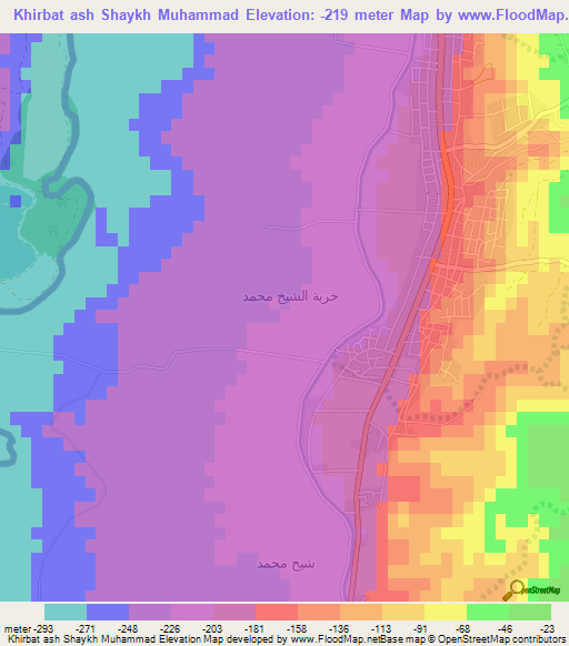 Khirbat ash Shaykh Muhammad,Jordan Elevation Map
