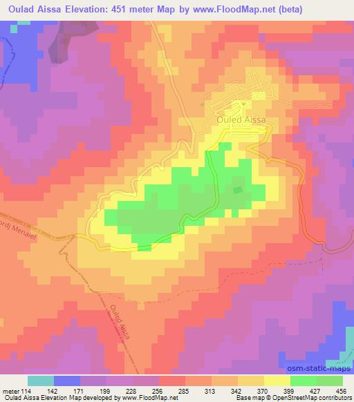 Oulad Aissa,Algeria Elevation Map