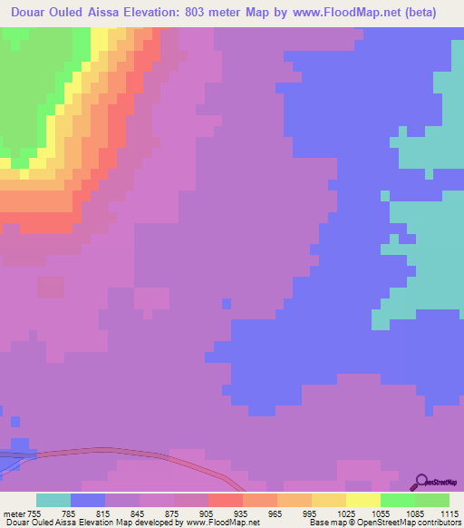 Douar Ouled Aissa,Algeria Elevation Map