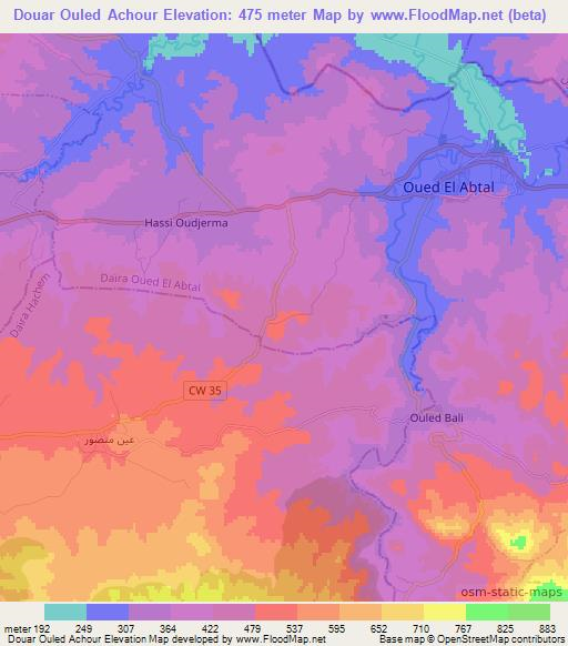 Douar Ouled Achour,Algeria Elevation Map