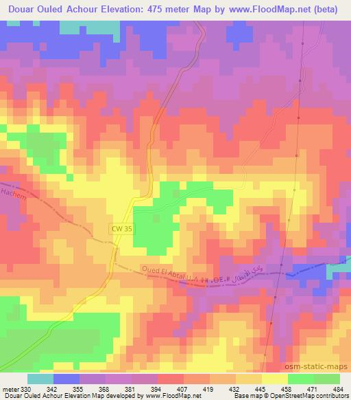 Douar Ouled Achour,Algeria Elevation Map
