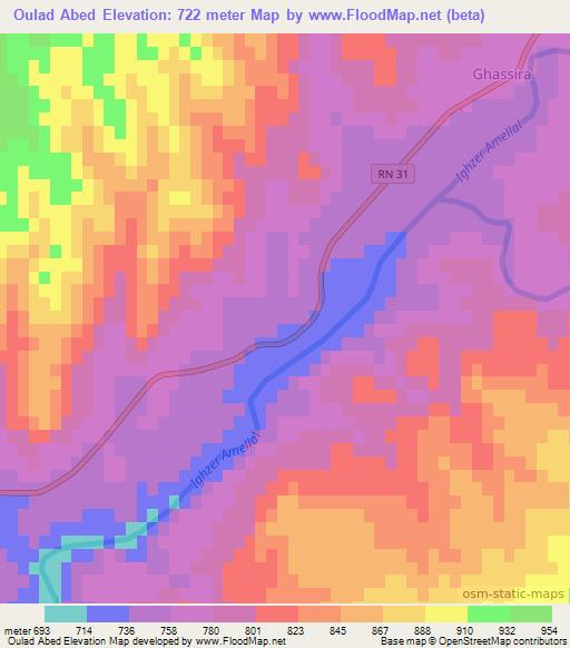 Oulad Abed,Algeria Elevation Map