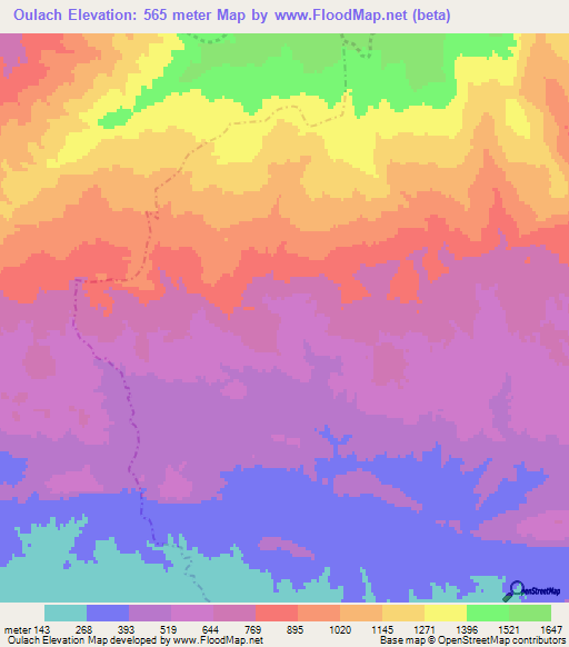 Oulach,Algeria Elevation Map