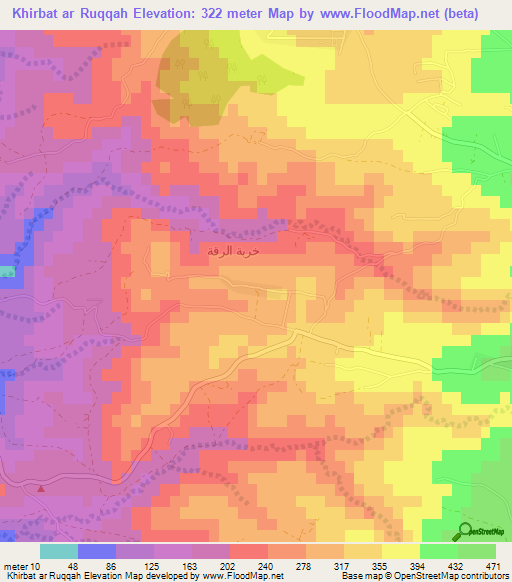 Khirbat ar Ruqqah,Jordan Elevation Map
