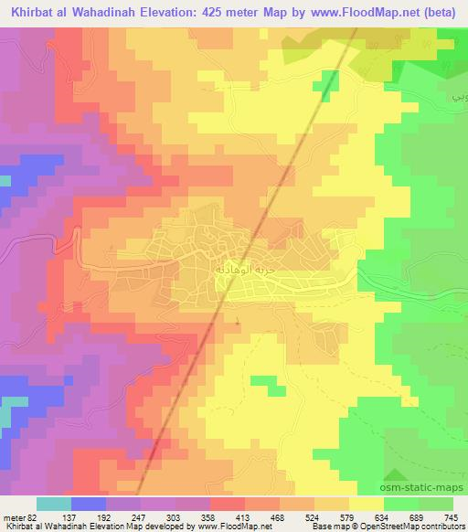 Khirbat al Wahadinah,Jordan Elevation Map