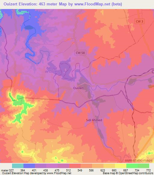Ouizert,Algeria Elevation Map