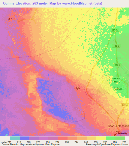 Ouinna,Algeria Elevation Map