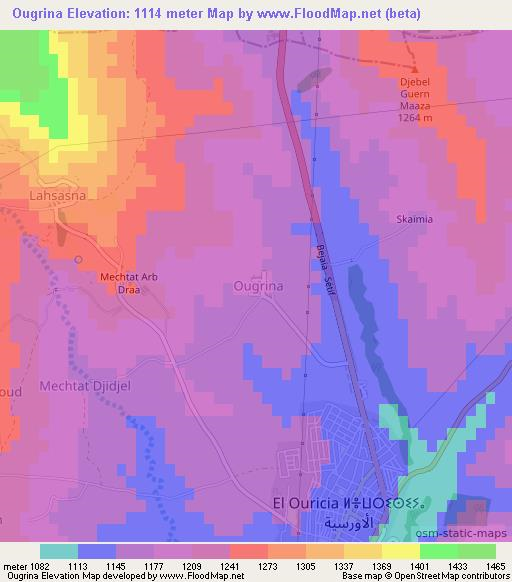 Ougrina,Algeria Elevation Map