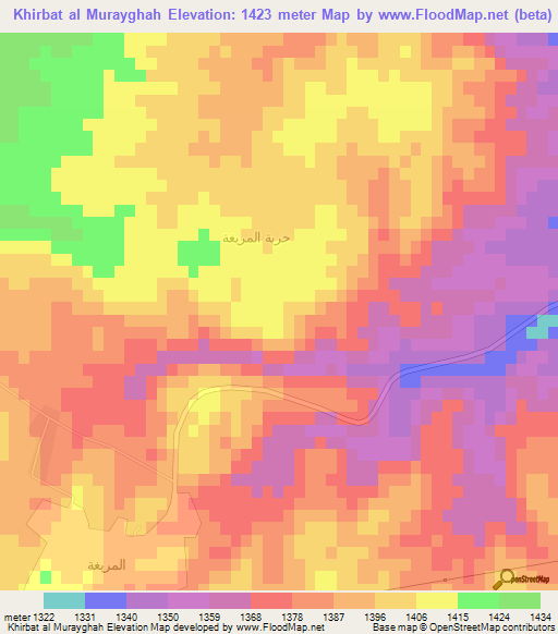 Khirbat al Murayghah,Jordan Elevation Map