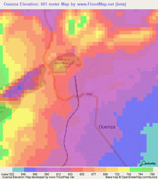 Ouenza,Algeria Elevation Map