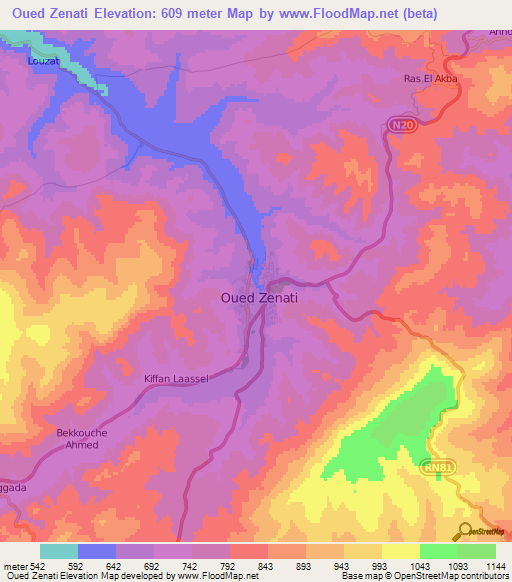 Oued Zenati,Algeria Elevation Map