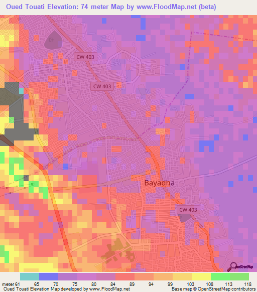 Oued Touati,Algeria Elevation Map