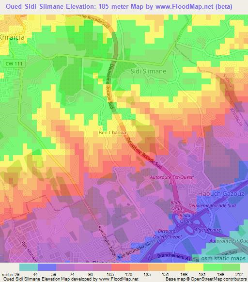 Oued Sidi Slimane,Algeria Elevation Map