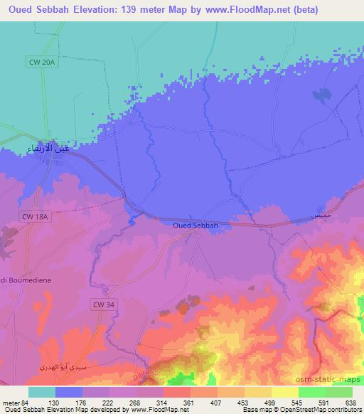 Oued Sebbah,Algeria Elevation Map
