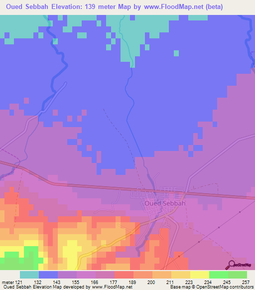 Oued Sebbah,Algeria Elevation Map
