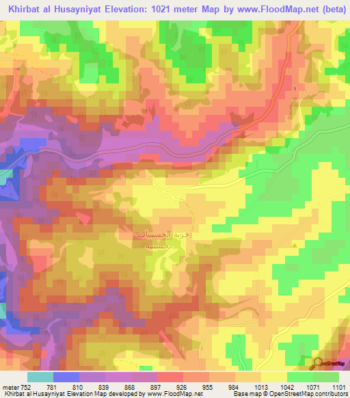 Khirbat al Husayniyat,Jordan Elevation Map
