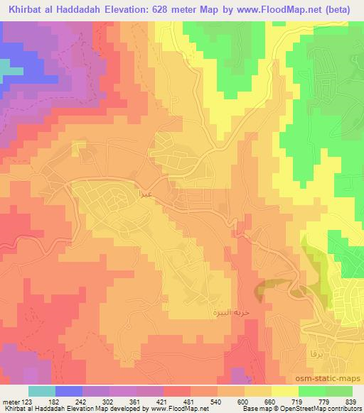 Khirbat al Haddadah,Jordan Elevation Map