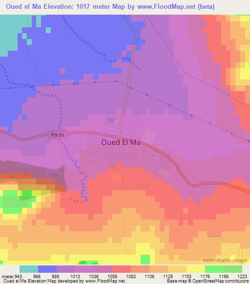 Oued el Ma,Algeria Elevation Map