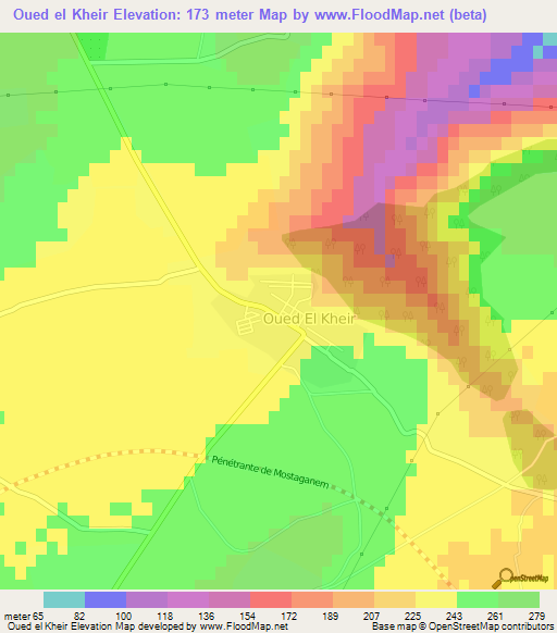 Oued el Kheir,Algeria Elevation Map