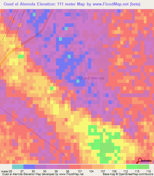 Oued el Alennda,Algeria Elevation Map