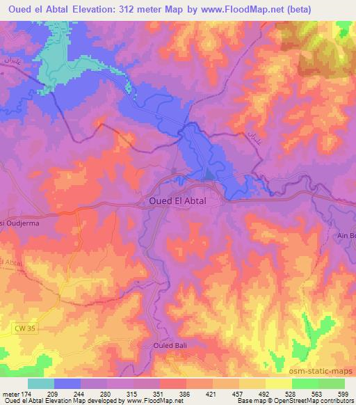 Oued el Abtal,Algeria Elevation Map