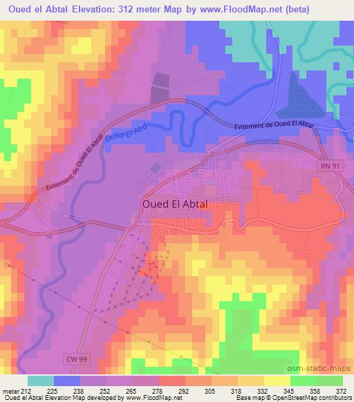 Oued el Abtal,Algeria Elevation Map