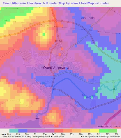 Oued Athmenia,Algeria Elevation Map