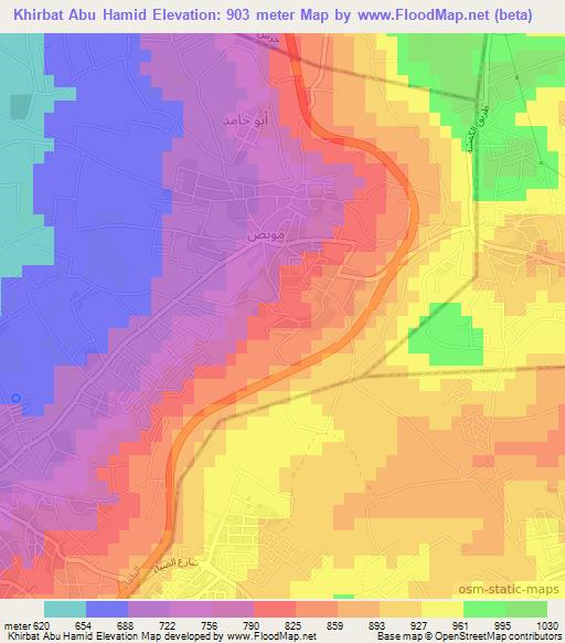 Khirbat Abu Hamid,Jordan Elevation Map