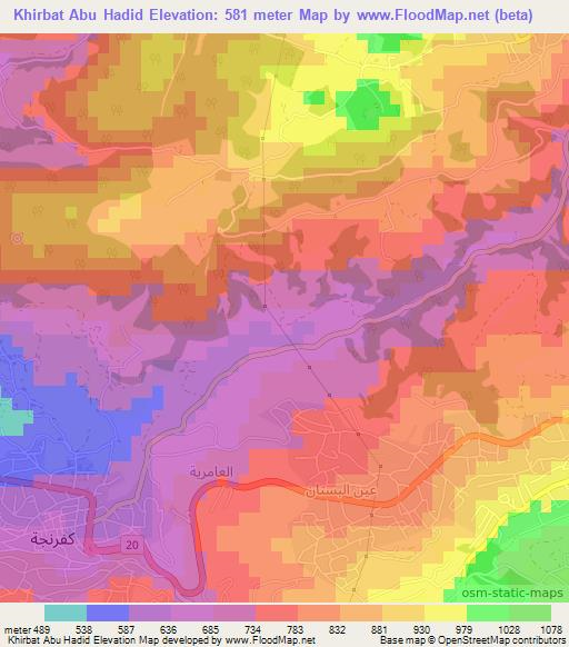 Khirbat Abu Hadid,Jordan Elevation Map
