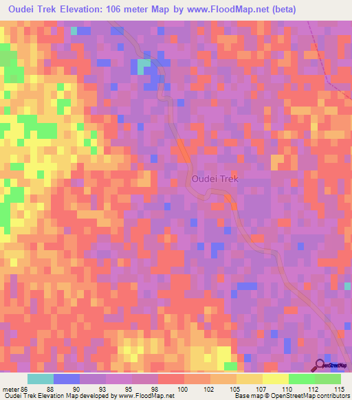 Oudei Trek,Algeria Elevation Map