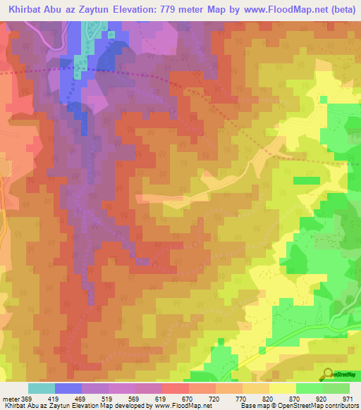 Khirbat Abu az Zaytun,Jordan Elevation Map