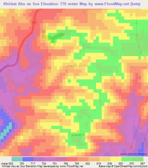 Khirbat Abu as Sus,Jordan Elevation Map