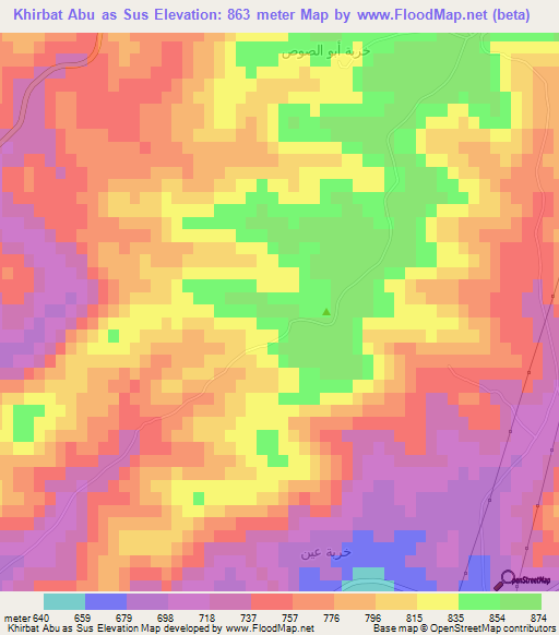 Khirbat Abu as Sus,Jordan Elevation Map