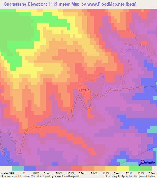 Ouarassene,Algeria Elevation Map