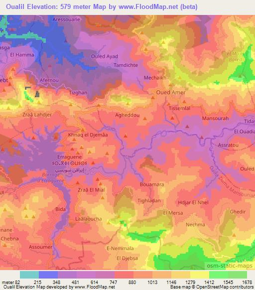 Oualil,Algeria Elevation Map