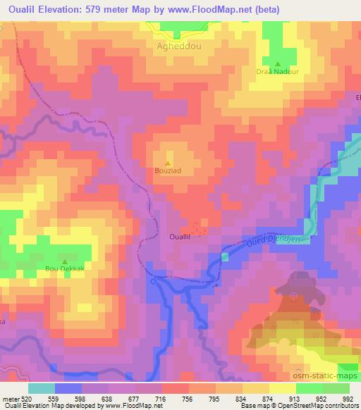 Oualil,Algeria Elevation Map