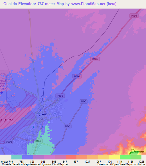 Ouakda,Algeria Elevation Map