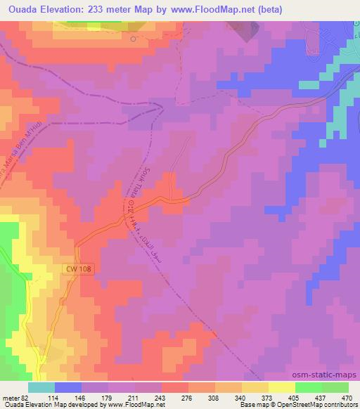Ouada,Algeria Elevation Map